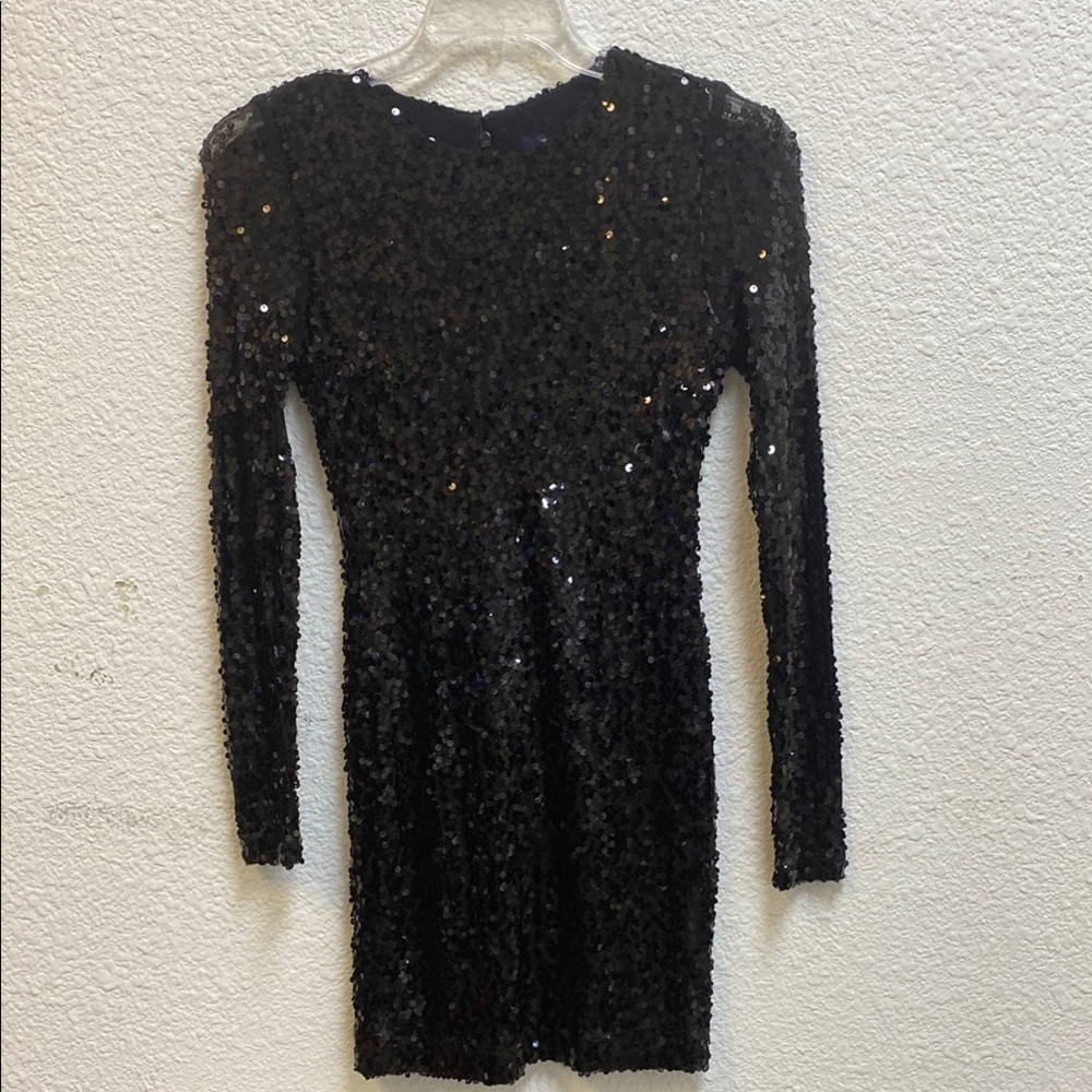 French Connection Black Sequin Bodycon Dress